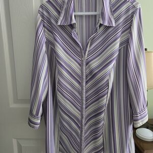 Penningtons Lavender and White Striped Shirt